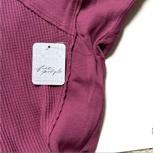 NWT Free People Santa Clara Thermal Top. Mulberry (Wine). Size Large - Picture 7 of 8